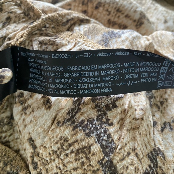 Zara Snake Animal Print Long Sleeve Tiered Ruffle Mini Dress Size Small - Picture 6 of 6